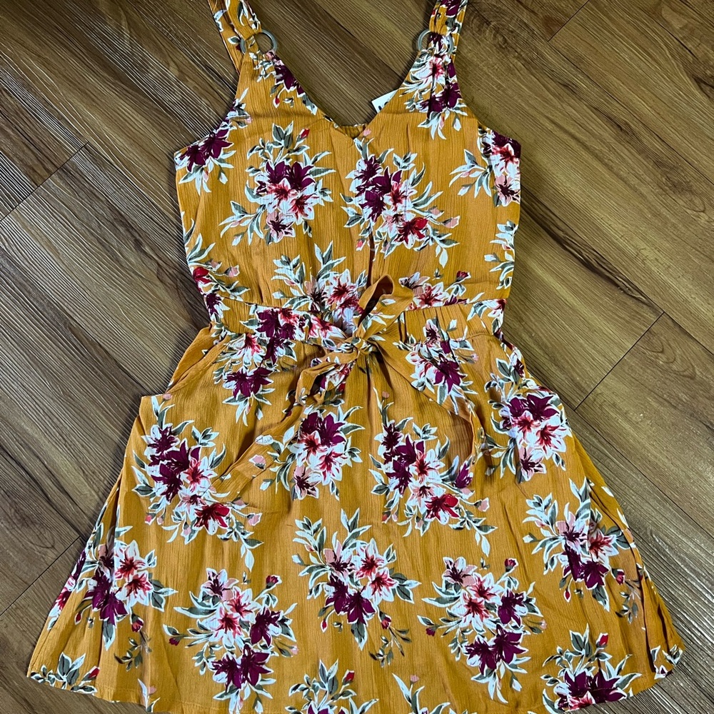 Derek Heart Mustard Floral Mini Dress